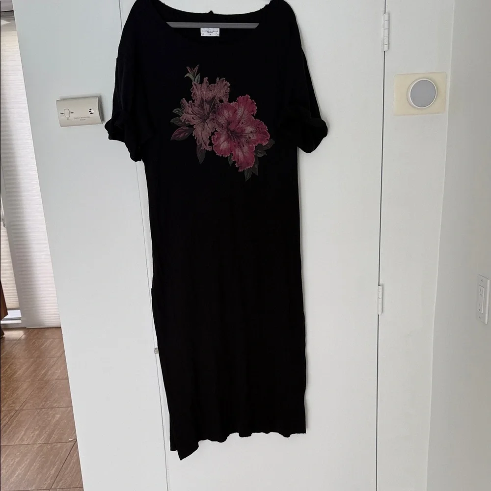 Free People Black Midi Dress with Floral Accents - Picture 4 of 13